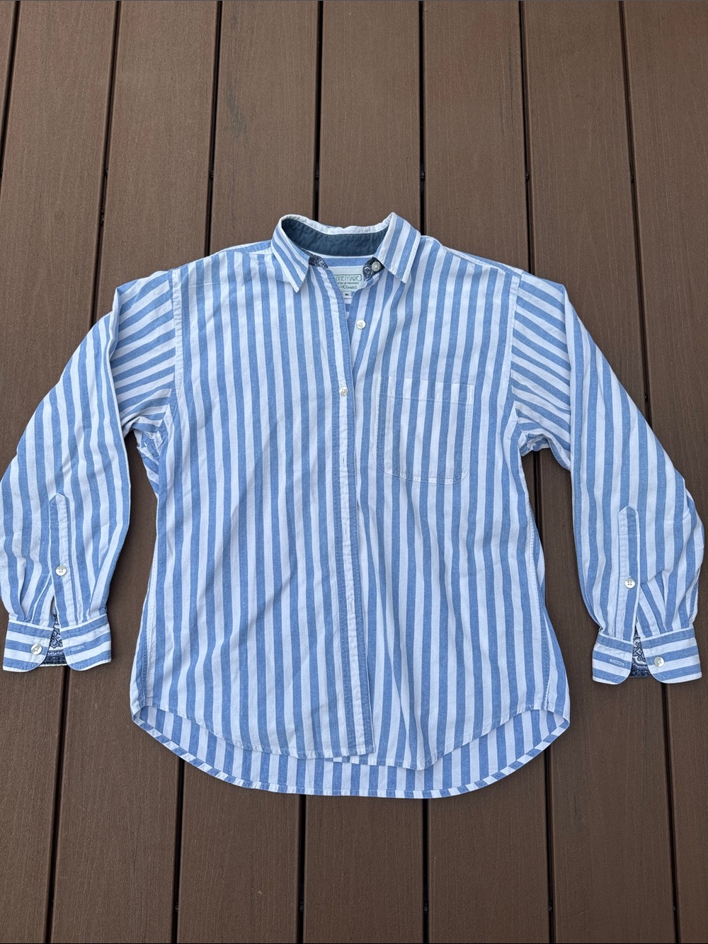 Women’s Anne Marie preppy cotton Vintage Blue & White Striped Button-Down Shirt